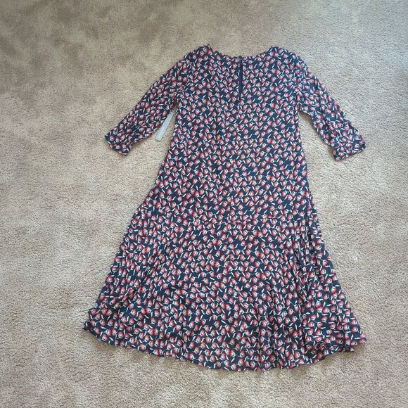 NWT Anthropolgie Floral Stellar Midi Dress Navy Red Size 4 - Picture 3 of 9